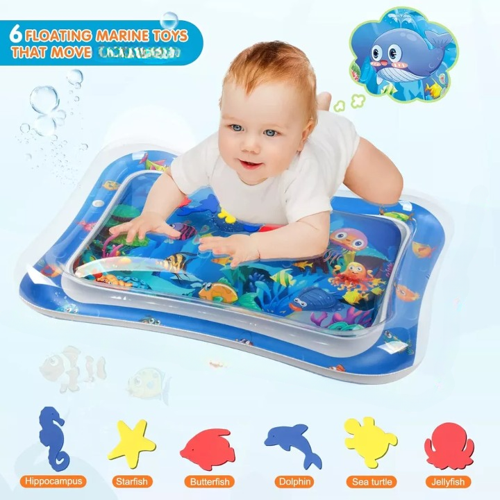 Inflatable Water Play Mat – Premium Baby Toy for Infants & Toddlers (3–24 Months), Muscle Strengthening & Sensory Development, 27.4x21.5x2.2 inch (Random Color)